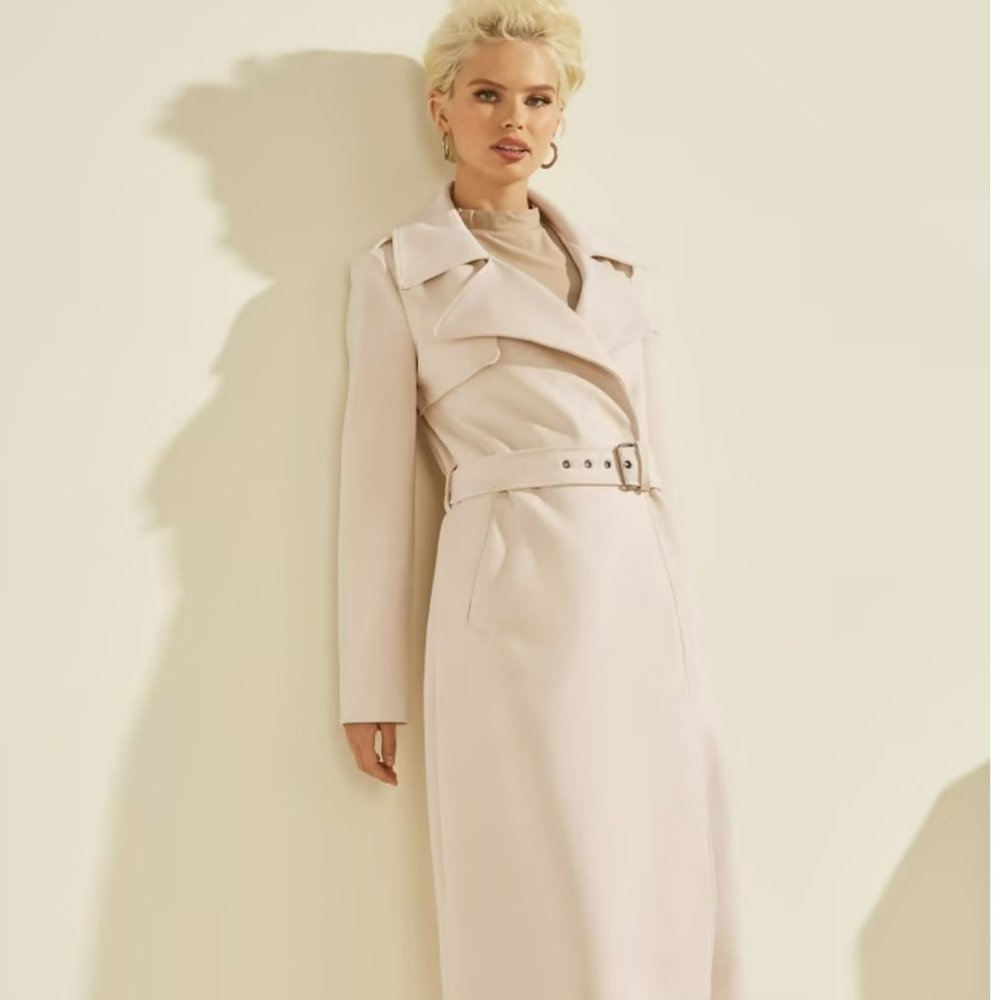 GUESS Women's Long Sleeve Baraa Faux Suede Trench